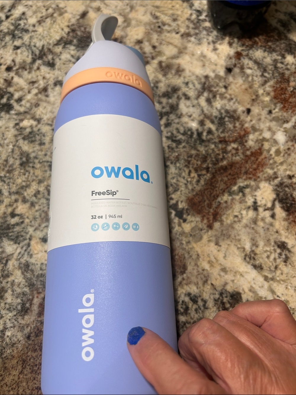 Owala FreeSip 32 oz Water Bottle in Lavender with Peach Accent